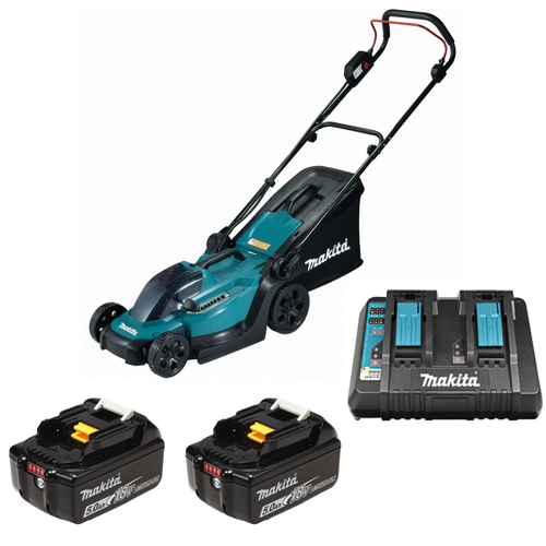 Аккумуляторная газонокосилка Makita DLM330PT2 18V, 2x5.0Ah, DC18RD, Li-Ion