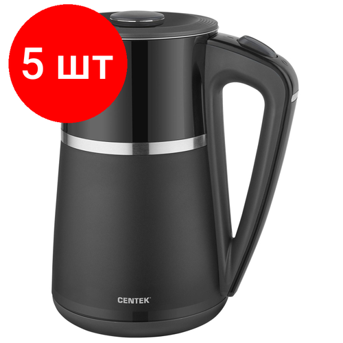 Комплект 5 штук Чайник Centek CT-0028 Black 17л двойной корпус - стальпластик 1703400₽