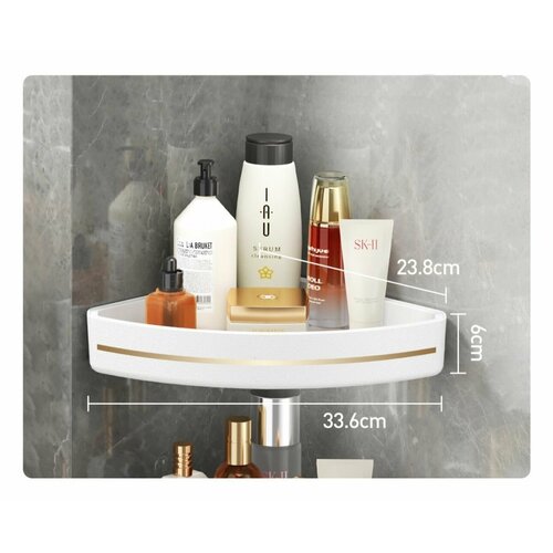 Полка угловая для ванной и кухни крепеж без сверления черная матовая 899₽