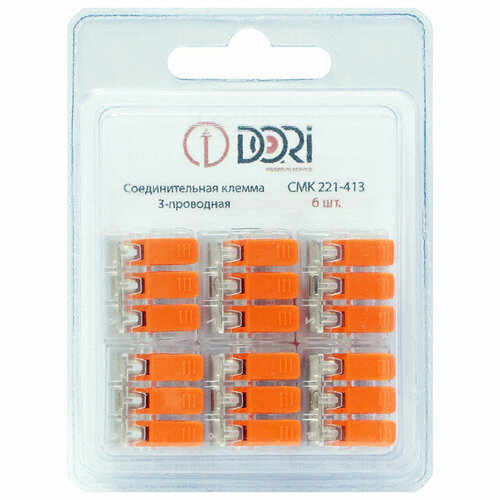 Клемма соединительная DORI 3х4кв мм 6шт прозрачный 757₽