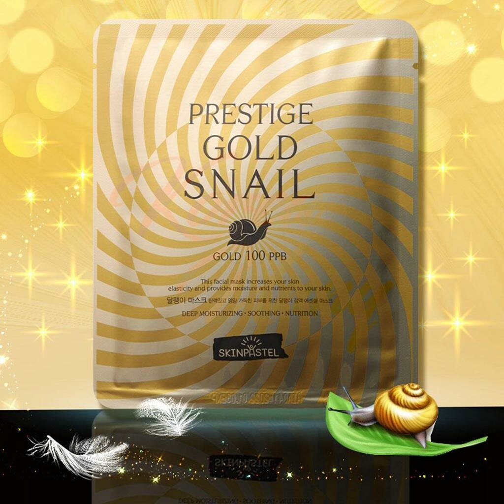 Маска для лица Skin Pastel Prestige Gold Snail Mask Pack восстанавливающая с муцином улитки, 25 мл