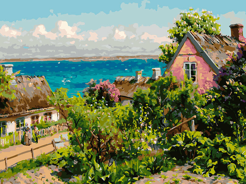 Картина по номерам Белоснежка «Летний день в датской деревне» (30х40 см, Холст на подрамнике)