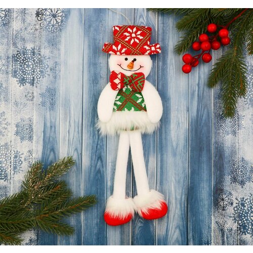 Мягкая игрушка Снеговик в костюме с орнаментом, в шляпке 9,5х30 см, красно-зелёный мягкая игрушка снеговик в костюме с орнаментом в шляпке 9 5х30 см красно зелёный