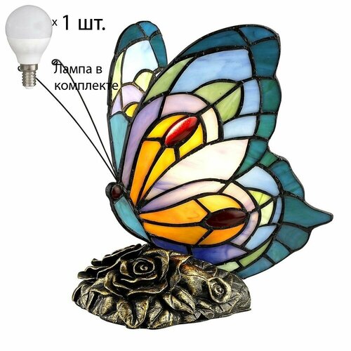 Настольная лампа тиффани с лампочкой Velante 805-844-01+Lamps бирюзовый