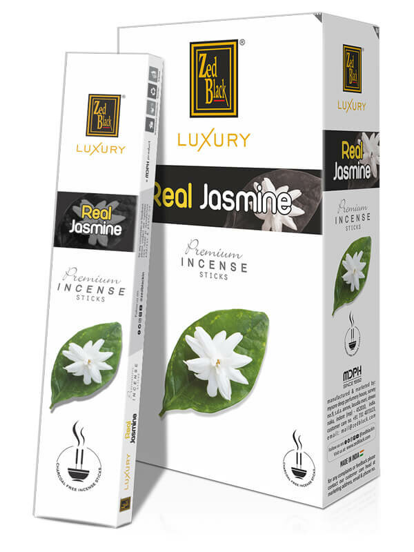 Luxury REAL JASMINE Premium Incense Sticks Zed Black (Лакшери натуральный жасмин премиум благовония палочки Зед Блэк) уп. 15 г.