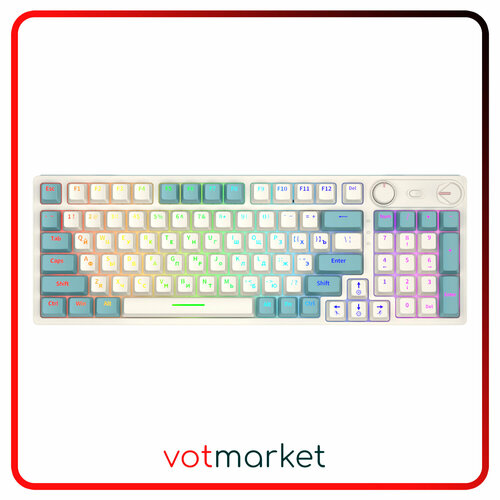 Клавиатура игровая проводная VOROTEX K980 Yellow Switch (Бежевый, зелёный) зеленый, бежевый, зеленый