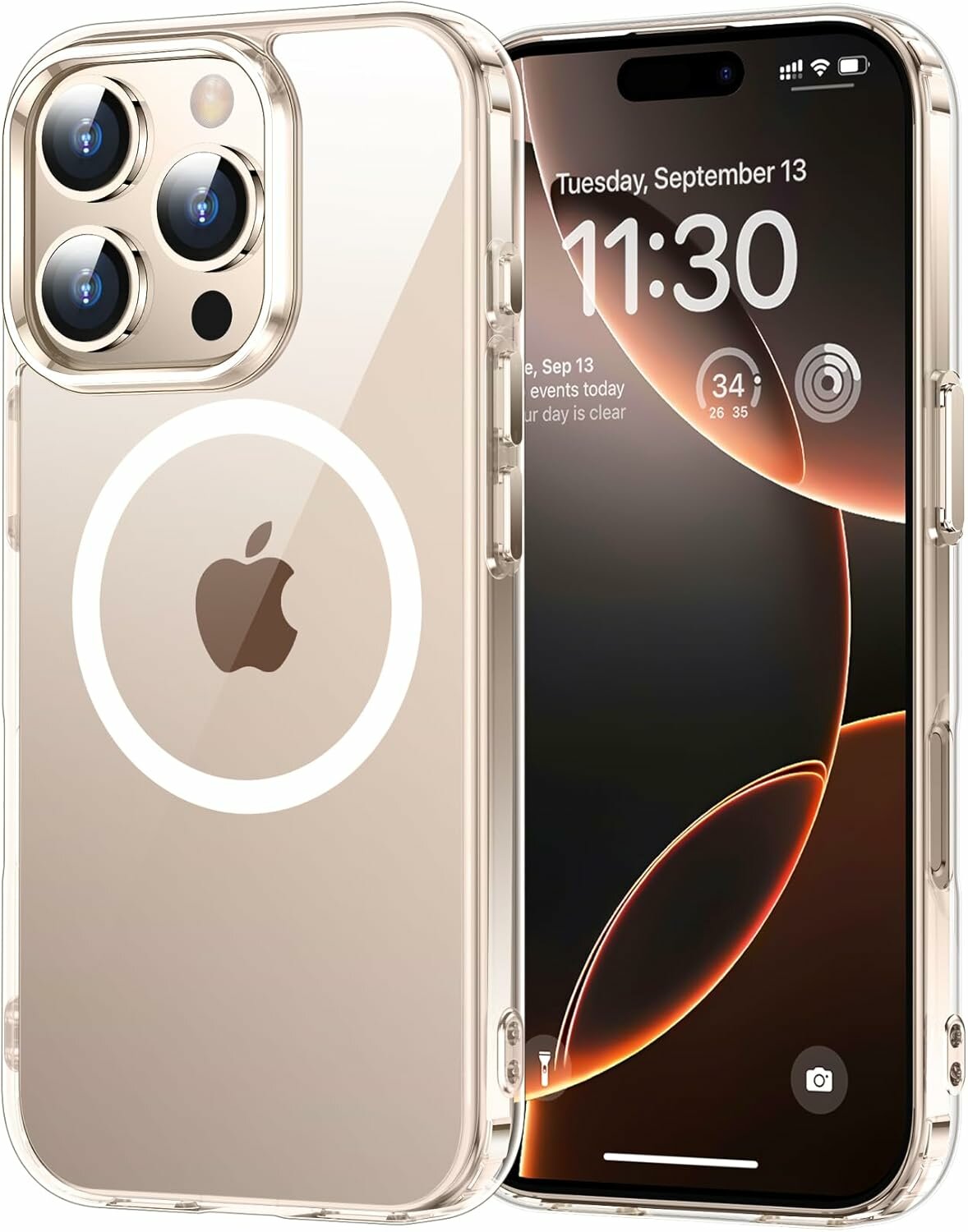 Чехол для Apple iPhone 16 Pro Max (айфон 16 про макс) магнитный с анимацией, совместимый с MagSafe (магсейф), противоударный, прозрачный
