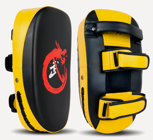 Изображение товара Лапы боксерские изогнутые Kai Lun утолщенные, черный/желтый