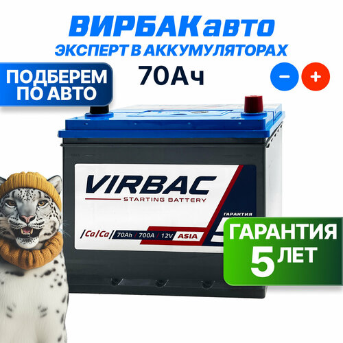 Аккумулятор VIRBAC Asia 70 Ач 700 А обратная полярность 232x175x225 мм 7032₽