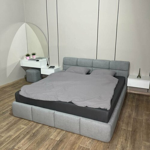 VIERO Двуспальная кровать разборная Марракеш мягкое изголовье с размером спального места 160х200 с ортопедическим основанием и подъемным механизмом