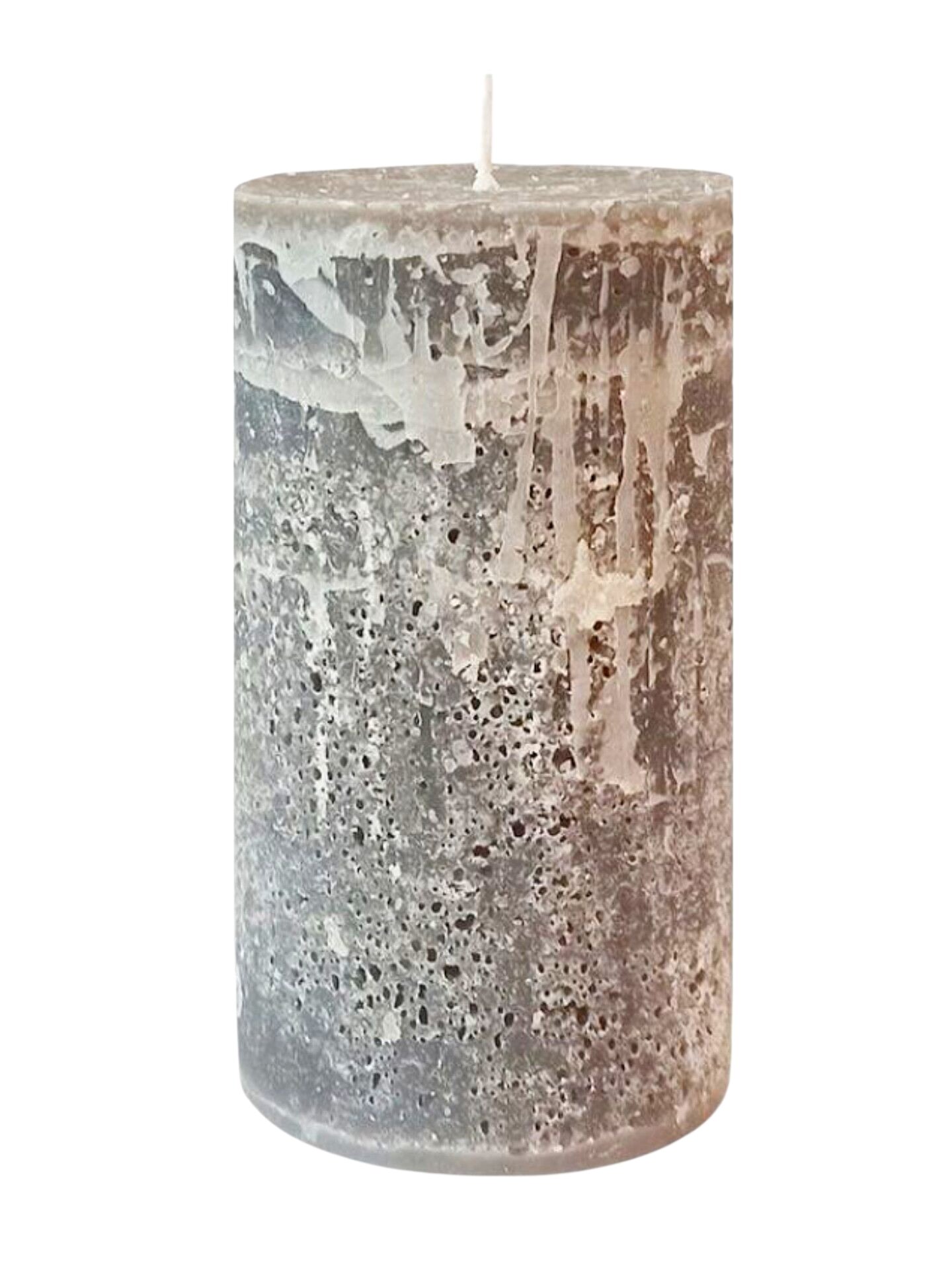 Свеча серый столбик цилиндр рустик 7x11 см из пищевого парафина
