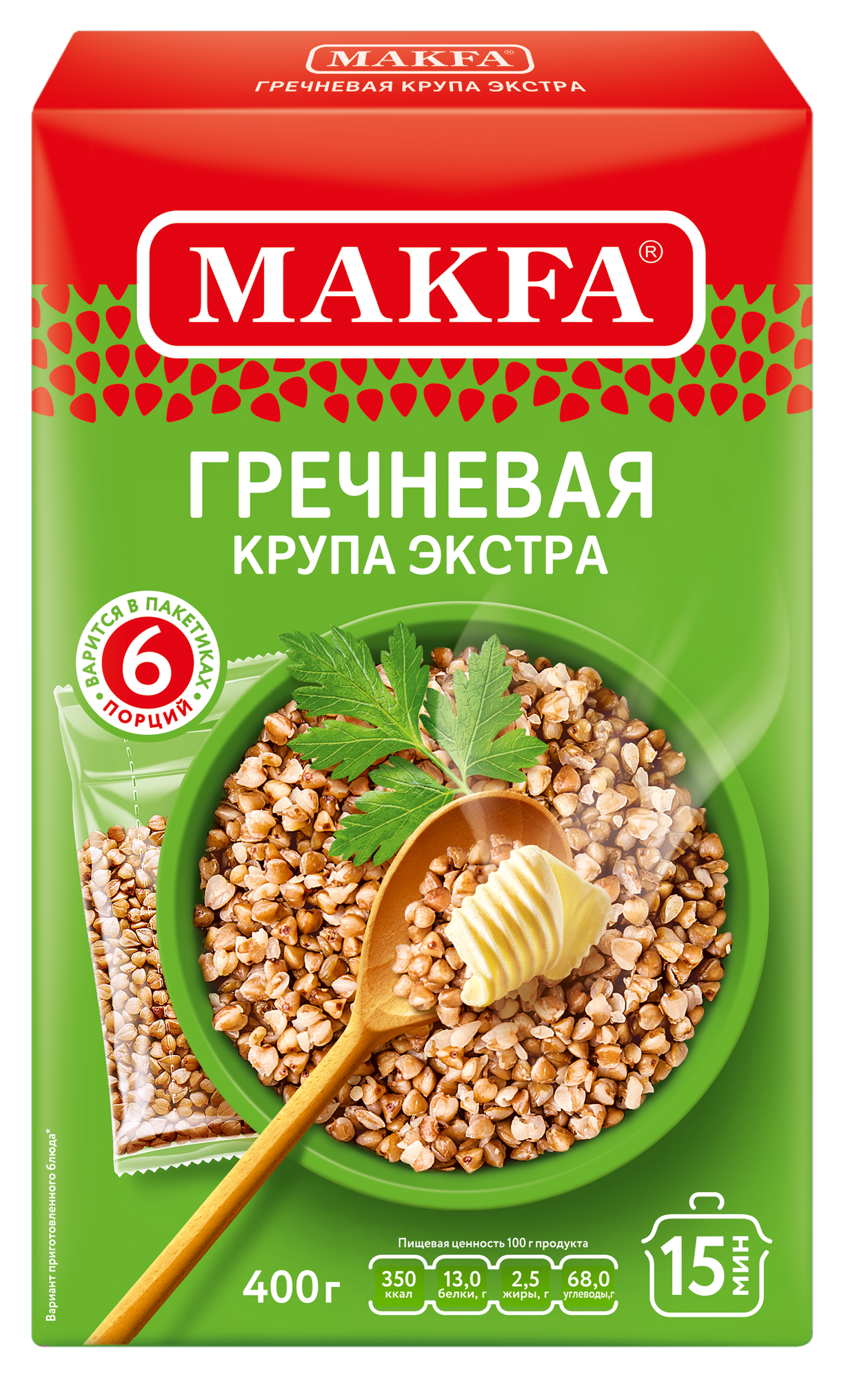 Makfa крупа гречневая ядрица, 400 г