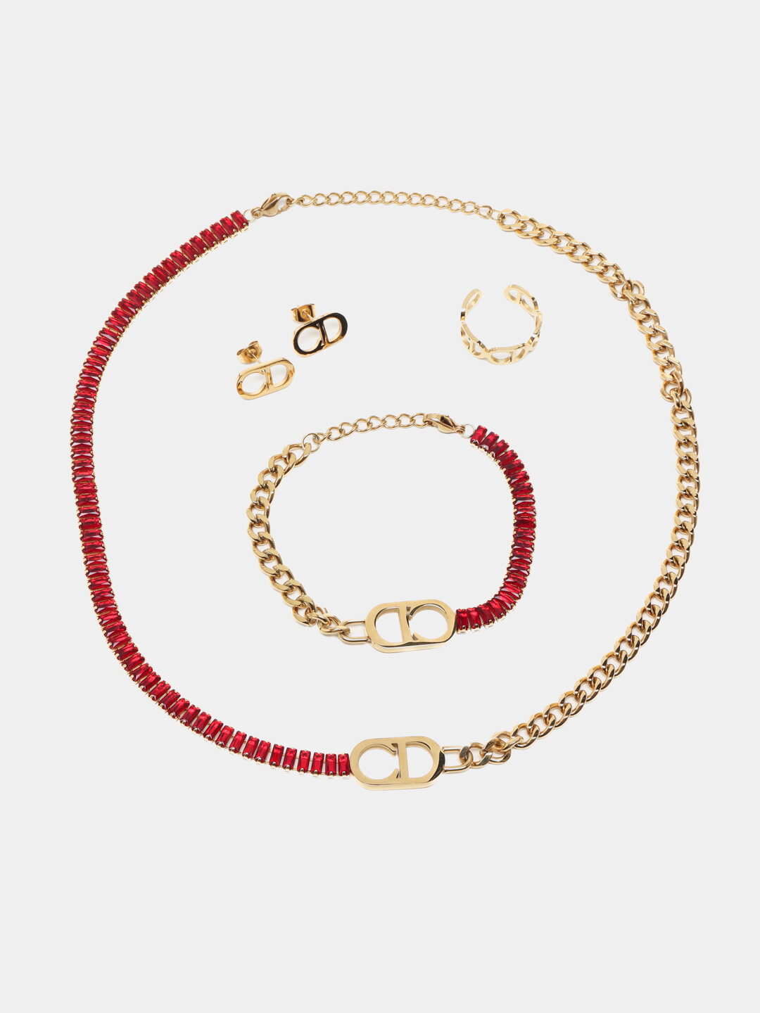 Подарочный набор украшений, с серьгами, кольцом, браслетом, цепочкой, 20 видов