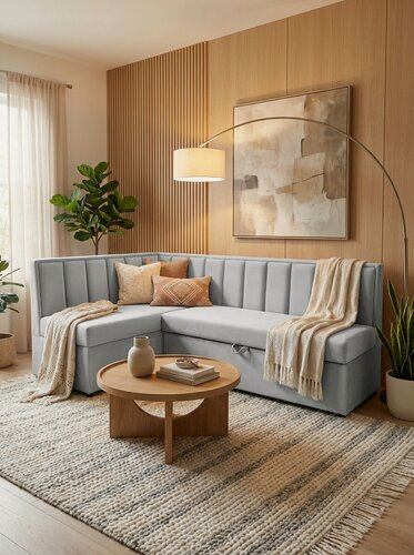 Изображение товара Кухонный уголок Santorini угол левый, светло-серый