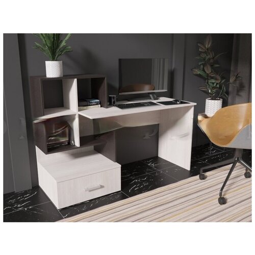 фото Стол компьютерный №8 (сандал светлый/дуб венге) mobi