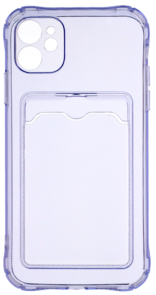 Чехол с карманом прозрачный для iPhone 11 / Айфон 11 / сиреневый