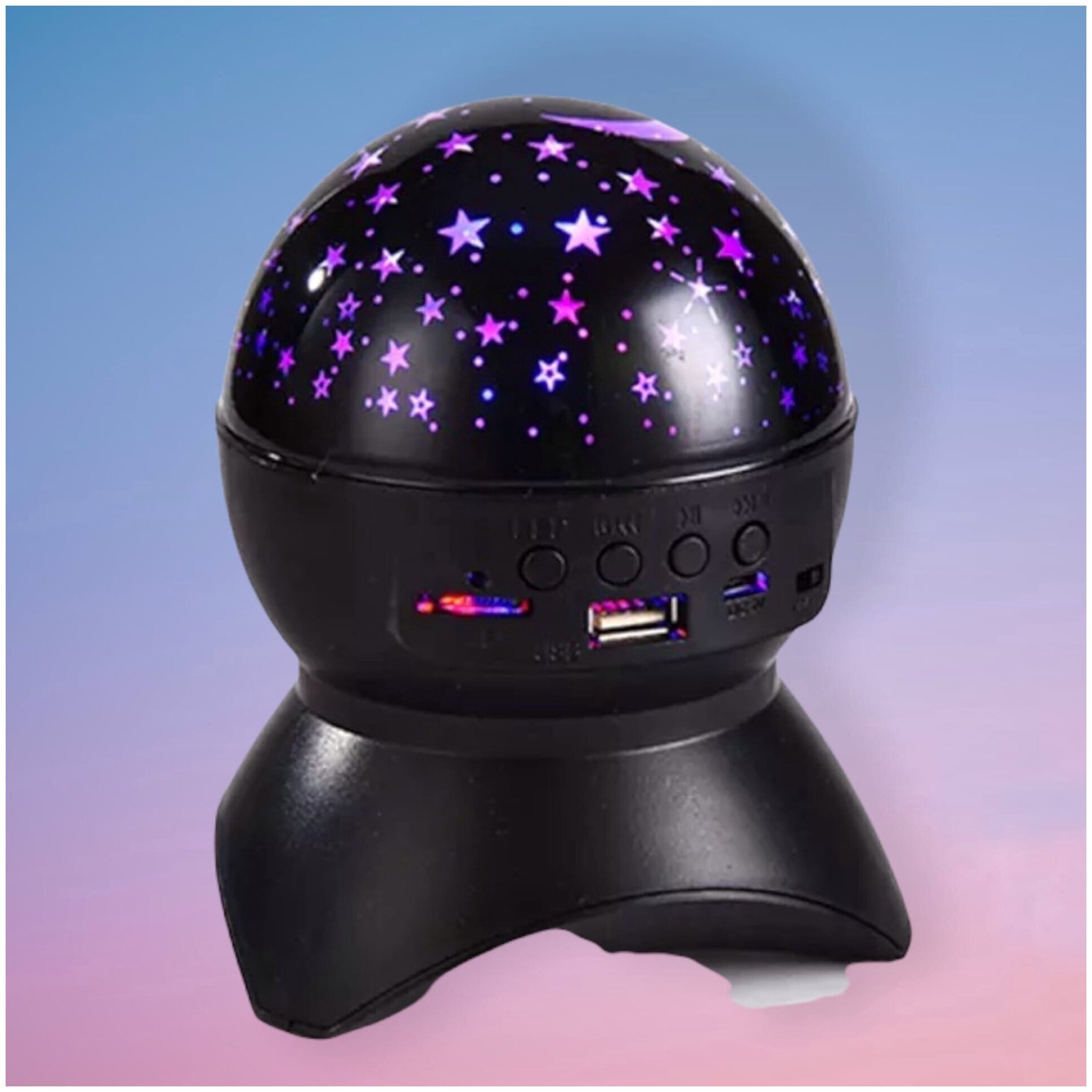 Ночник проектор Звёздное Небо / Музыкальная колонка Bluetooth / Светодиодный светильник-проектор / Диско шар с usb 13 см, VITtovar , черный - фотография № 2