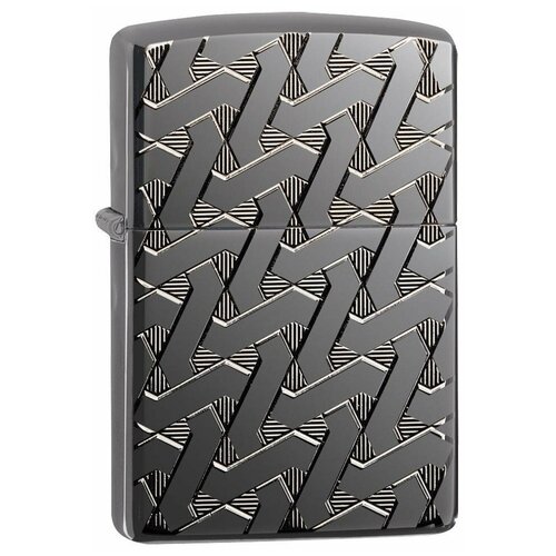 Оригинальная бензиновая зажигалка ZIPPO Armor™ 49173 Geometric Weave Design с покрытием High Polish Black Ice® - Геометрическое плетение