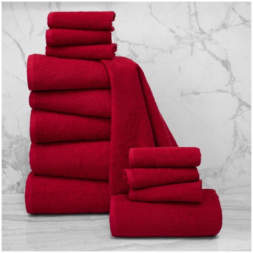 фото Полотенце venera цвет: бордовый (30х50 см - 6 шт, 50х80 см - 4 шт, 70х130 см - 2 шт) eleganta