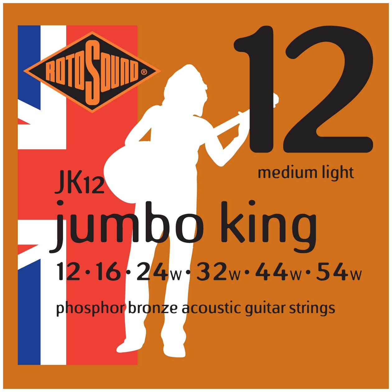 JK12 - Струны для ак.гитары,фосфор-бронза,размер 012,016,024,032,044,0 54/Rotosound