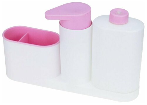Органайзер для ванных и кухонных принадлежностей с дозатором для жидкого мыла, розовый, 27,5х6,5х17,5 см