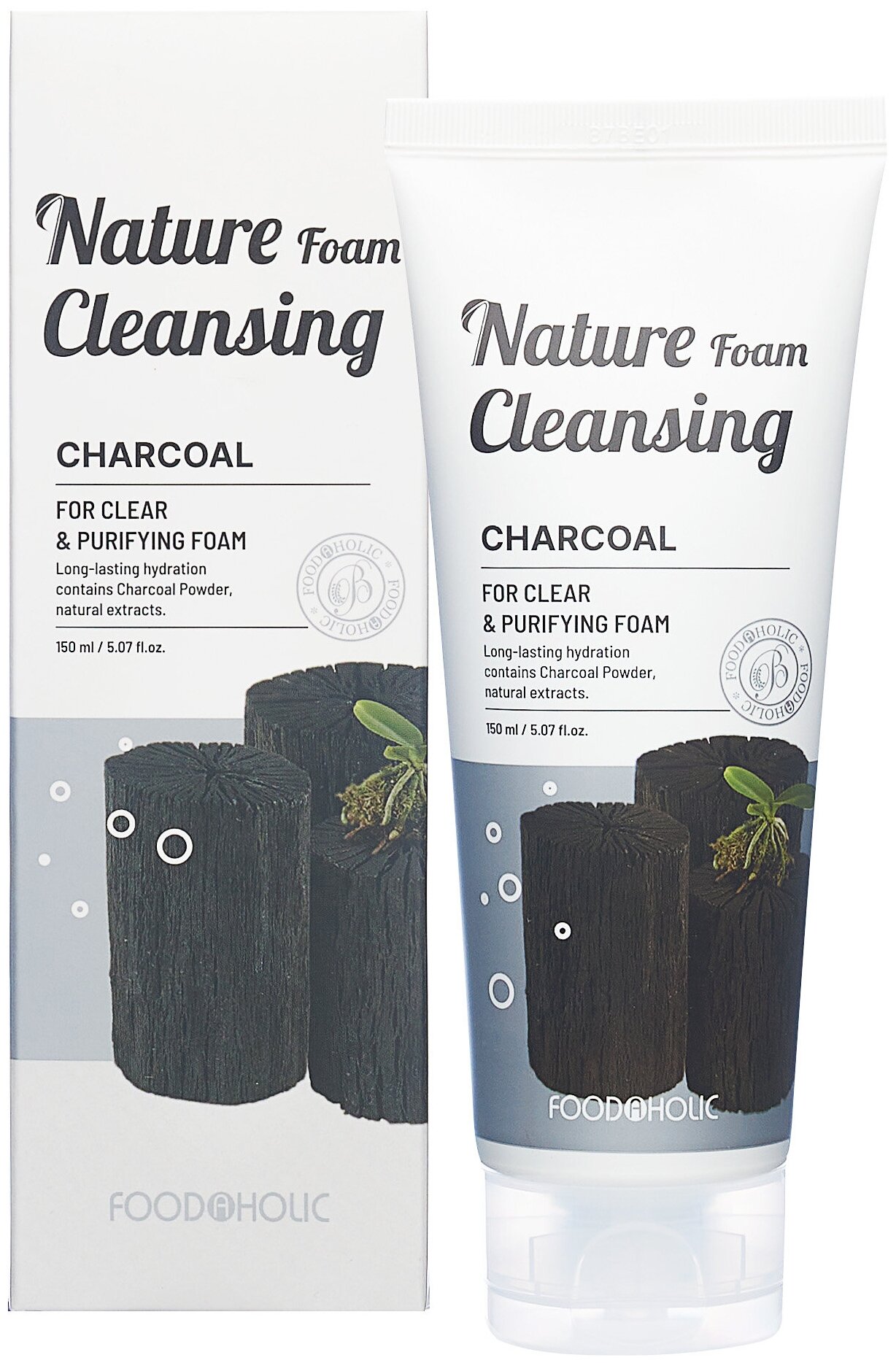 FOODAHOLIC NATURE FOAM CLEANSING #CHARCOAL Увлажняющая пенка для умывания с древесным углем