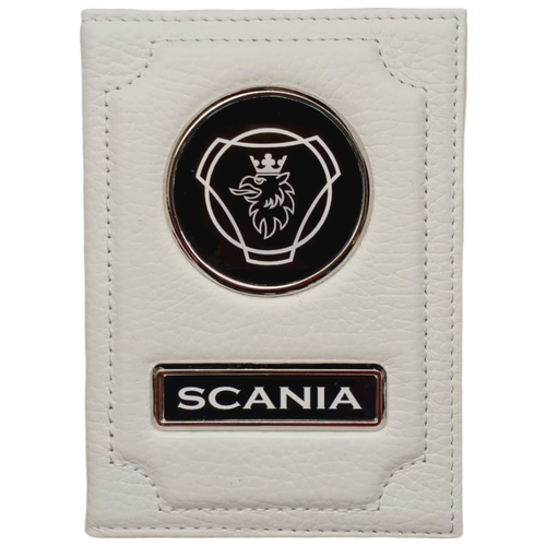 Обложка для автодокументов Scania (скания) кожаная флотер