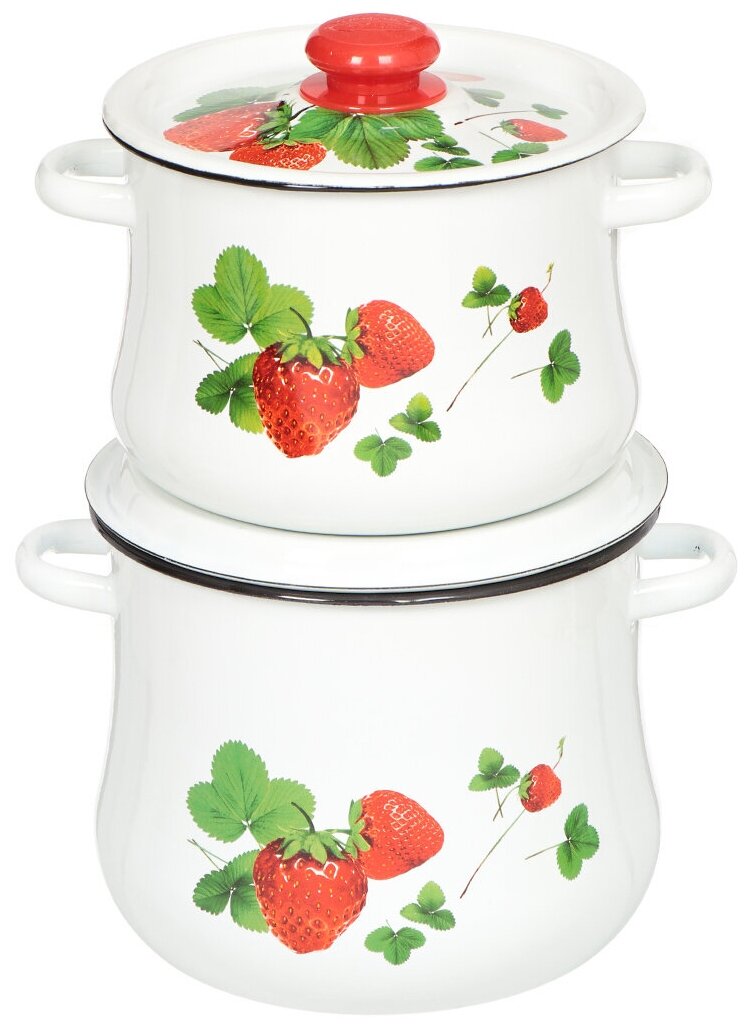Набор эмалированной посуды Сибирские товары Летняя ягода 18 N18B56 (кастрюля 4+5.5 л) 4 предмета