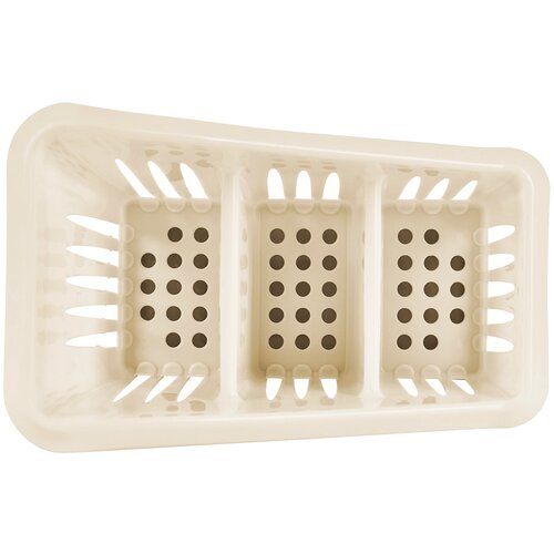 Органайзер для хранения/Подставка/Для кухни/Сушилка/С поддоном/Для столовых приборов/Настольный/Для шкафа/3 секции/200Х120Х160, сливочный крем/капучино