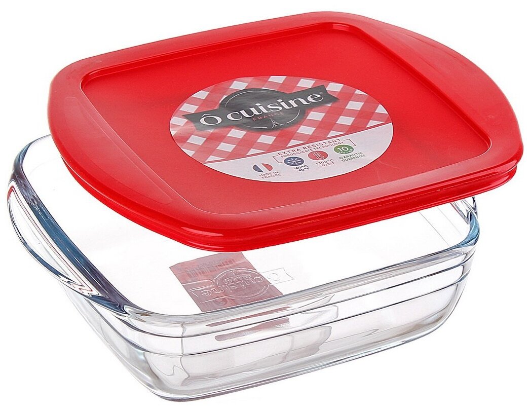 Блюдо для запекания и выпечки с крышкой O CUISINE 20x17x5.5см квадратное PYREX 211PC00/1046 - фото №2