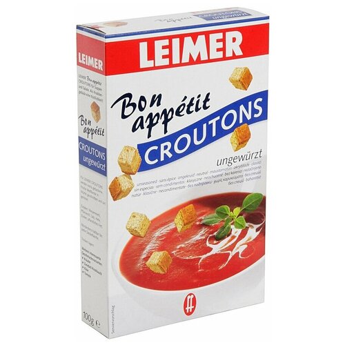 Крутоны LEIMER Croutons unseasoned,классические, без специй, 100г.