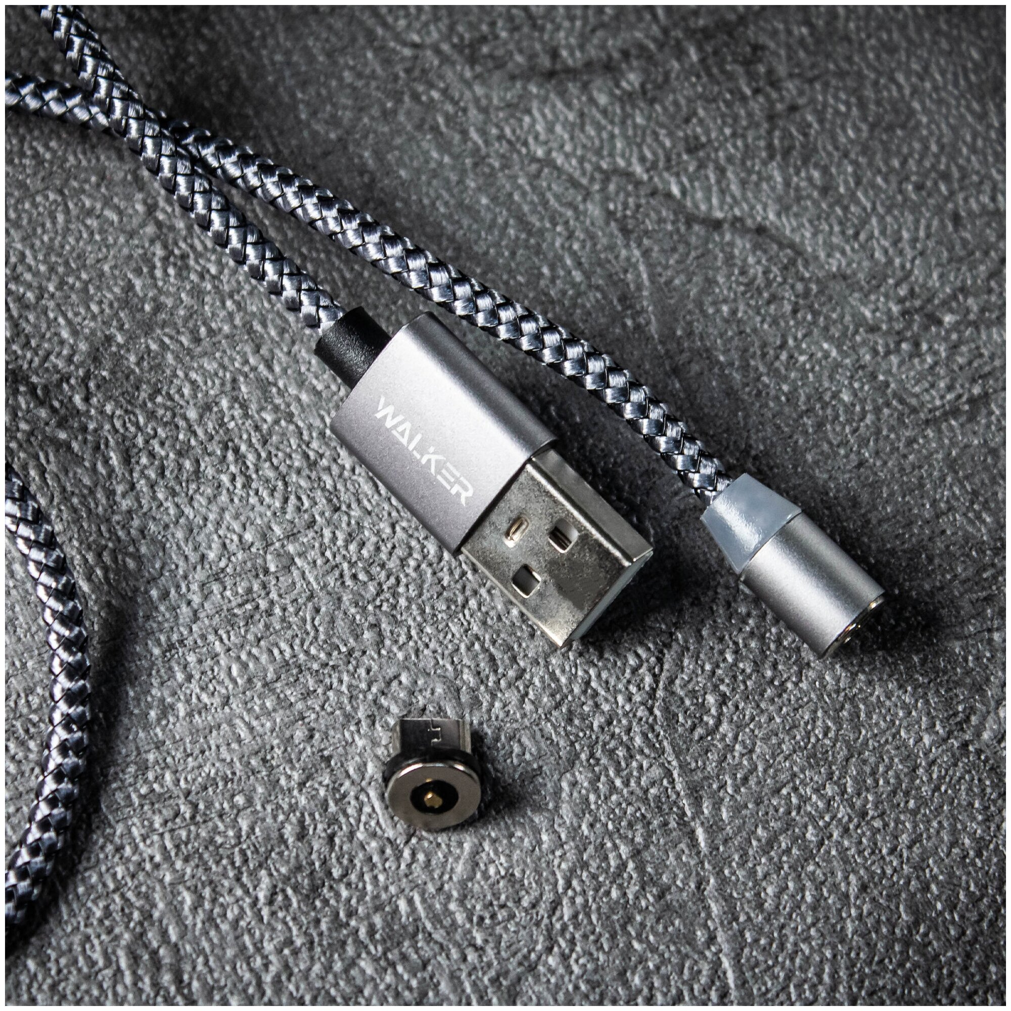 Магнитный кабель с индикатором заряда для телефона USB - micro USB WALKER
