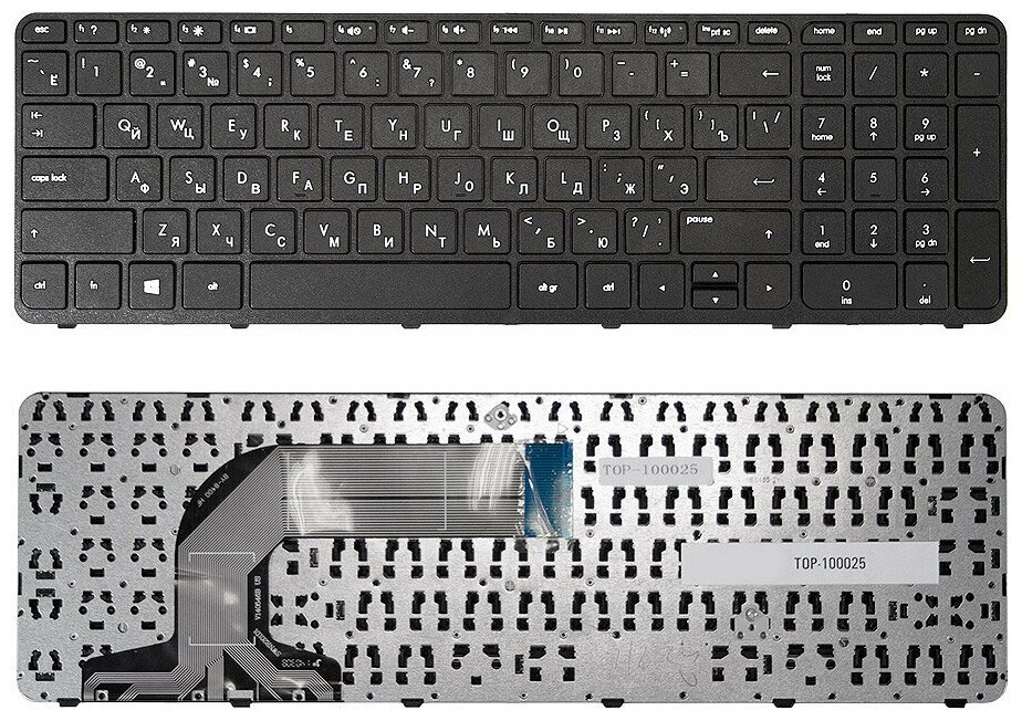 Клавиатура для ноутбука HP Pavilion Envy 17-E 17-E000 17-E001ER Series Плоский Enter Черная с черной рамкой PN AER68U00110 894₽