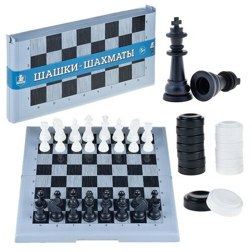 Игра настольная Шашки-Шахматы (бол, сер) настольные игры наша игрушка шахматы и шашки 2 в 1 с игровым полем 30х30 см