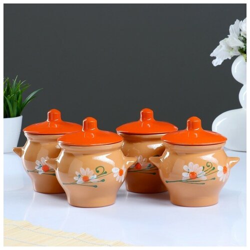 фото Набор горшков для жаркого борисовская керамика №6, 4*0,65 л