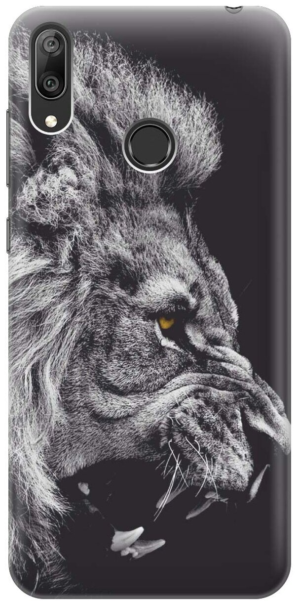 Ультратонкий силиконовый чехол-накладка для Huawei Y7 Prime (2019) с принтом "Морда льва"