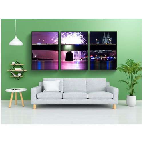 фото Набор модулных постеров для интерьера "сильвестр, фейерверк, ночь" 60x90 см. в тубусе, без рамки lotsprints