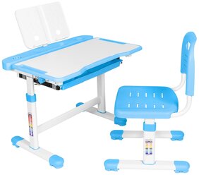 Комплект Anatomica парта + стул + подставка Vitera 70x55 см белый/голубой