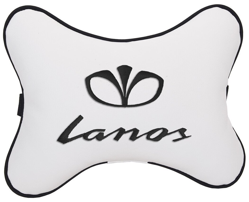 Автомобильная подушка на подголовник экокожа Milk с логотипом автомобиля DAEWOO Lanos