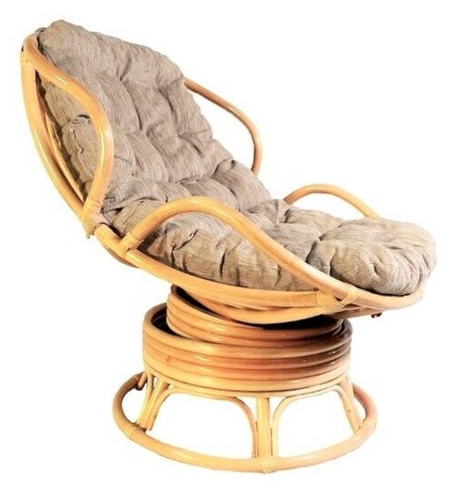 Кресло Папасан Челси вращающийся из натурального ротанга 23/03В с подушкой, цвет мед