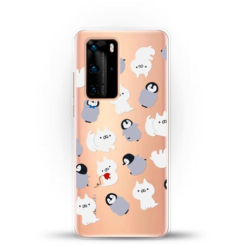 фото Силиконовый чехол котики и пингвины на huawei p40 pro andy & paul