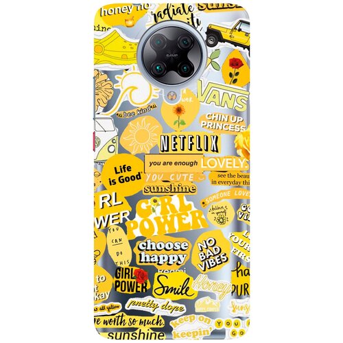 Силиконовый чехол Hippie Stickers на Xiaomi Redmi K30 Pro / Poco F2 Pro / Сяоми Редми К30 Про / Поко Ф2 Про матовый чехол cute stickers для xiaomi redmi k30 pro poco f2 pro сяоми редми к30 про поко ф2 про с 3d эффектом черный