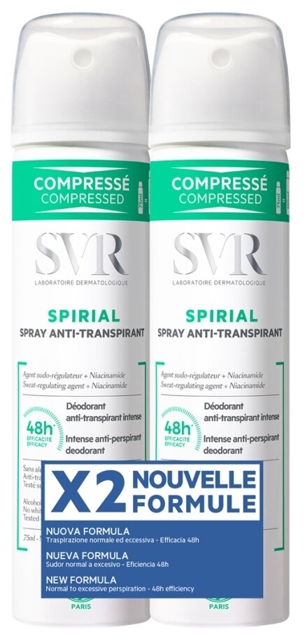 SVR Дезодорант-антиперспирант Spirial 48H, спрей, 75 мл, 2 шт.