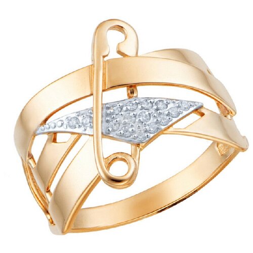 Кольцо АЛЕКСАНДРА, красное золото, 585 проба, фианит, размер 19.5, красный, золотой кольцо из золота 01 2540