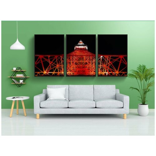 фото Набор модулных постеров для интерьера "токио, токийская башня, город" 60x90 см. в тубусе, без рамки lotsprints