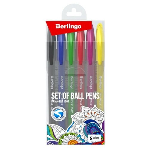 фото Набор ручек шариковых 6 цветов, berlingo"triangle 100t" 0.5мм berlingo 4727932 yandex market