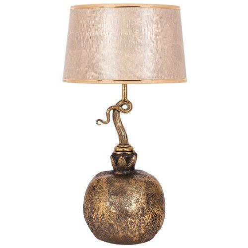 Настольная лампа BOGACHO Гранат бронзовая с коричневым абажуром Тюссо