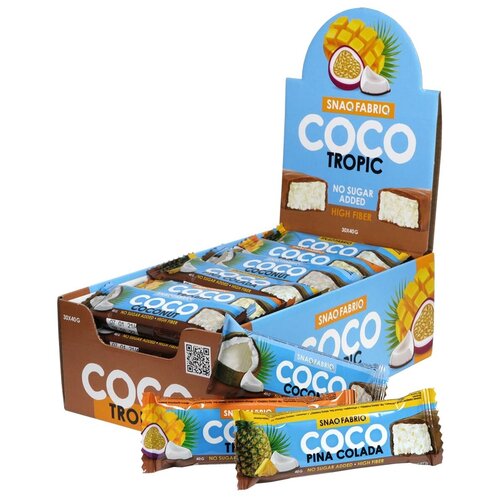 Snaq Fabriq Батончик COCO 40г MIX Tropic Chocolate Coconut White choco Pina Colada (30 шт)