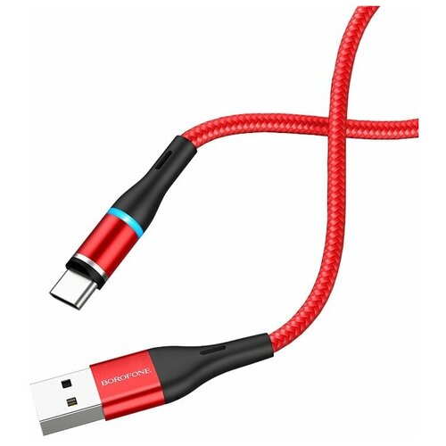 Магнитный кабель USB 2.0 A (m) - USB Type-C (m) 1.2м Borofone BU16 Skill - Красный кабель usb type c borofone bu18 crown 1 2м цвет красный