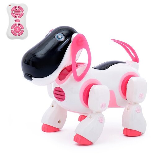 фото Робот-собака «киберпёс ки-ки», радиоуправляемый, интерактивный, русское озвучивание, световые эффекты, цвет розовый нет бренда